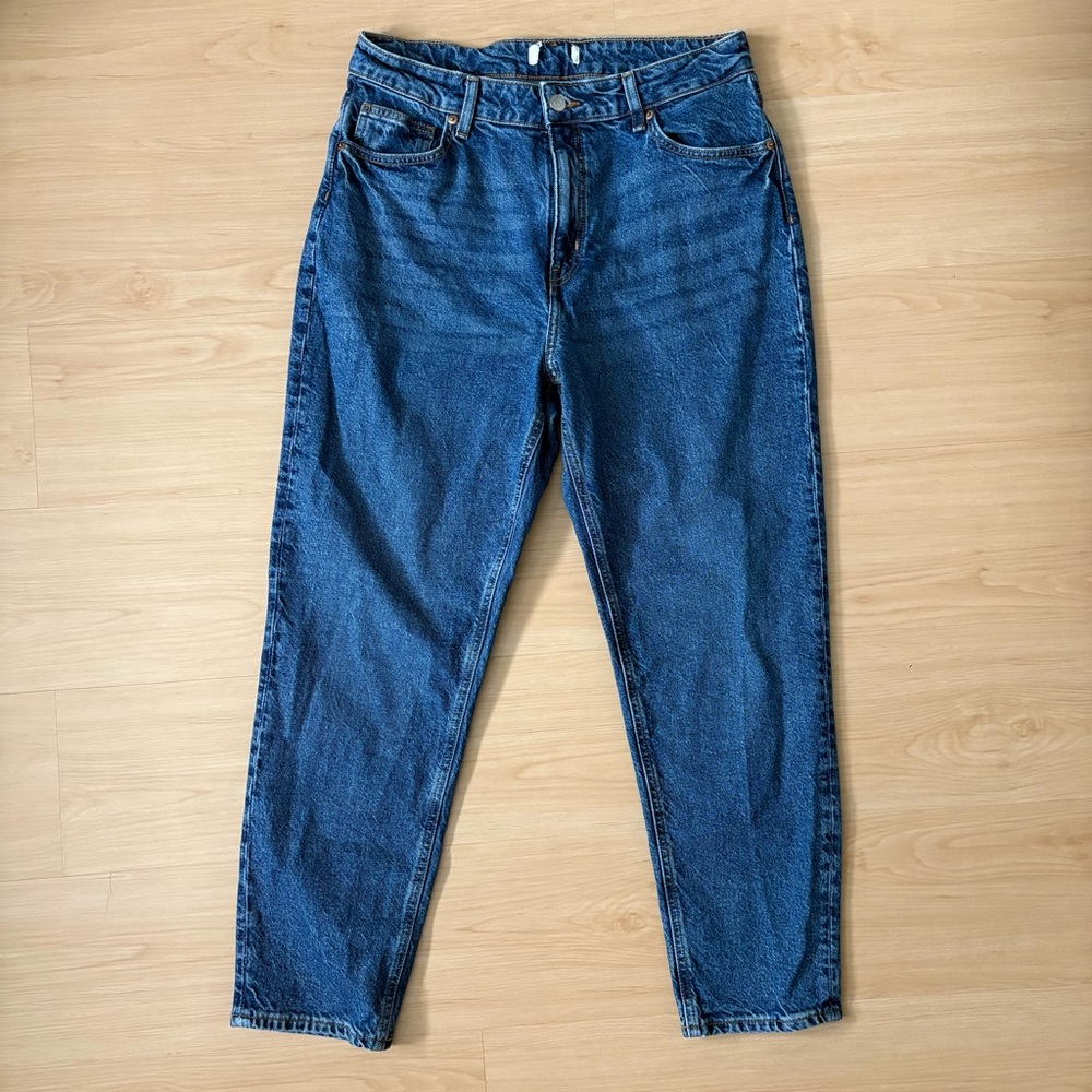 H&M Dark Wash Mom Jeans High Rise Size 14 | Vintage Style Denim